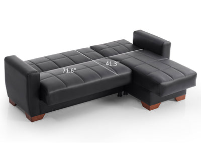 Barato 85" Wide Convertible Leather Sectional