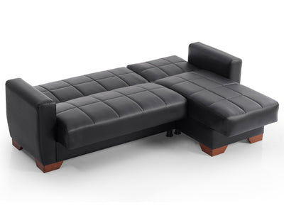 Barato 85" Wide Convertible Leather Sectional