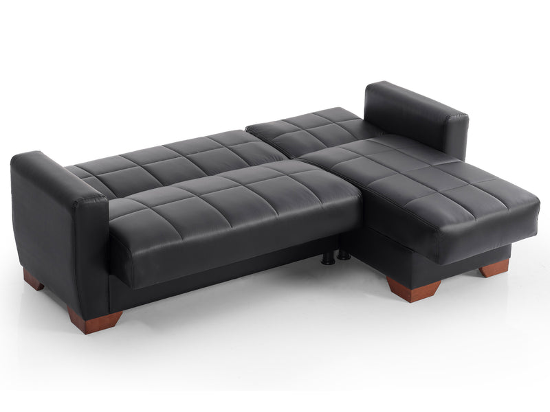 Barato 85" Wide Convertible Leather Sectional