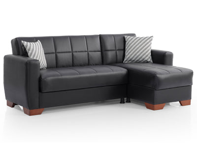 Barato 85" Wide Convertible Leather Sectional