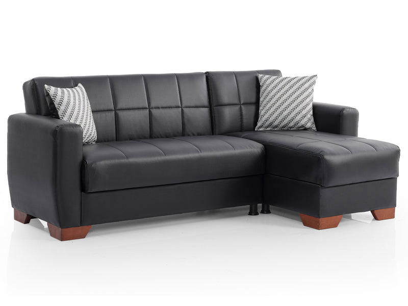 Barato 85" Wide Convertible Leather Sectional