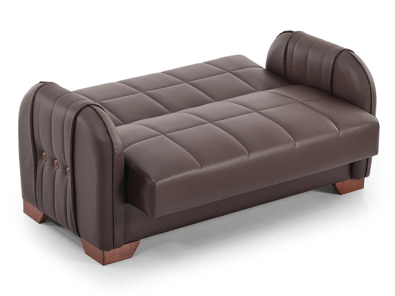 Barato Button Leather 59.8" Wide Convertible Loveseat