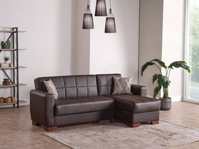Barato 85" Wide Convertible Leather Sectional