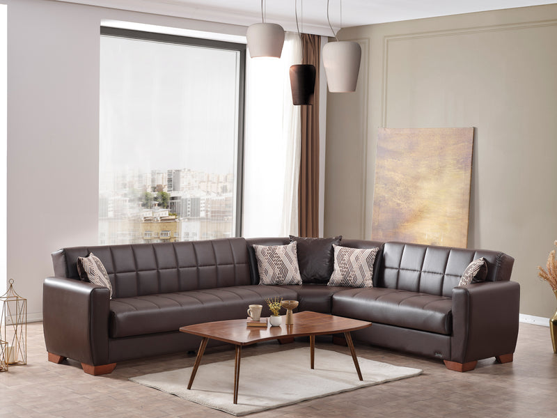 Barato 116.1" / 94.4" Wide Convertible Leather Sectional