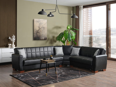 Barato 116.1" / 94.4" Wide Convertible Leather Sectional