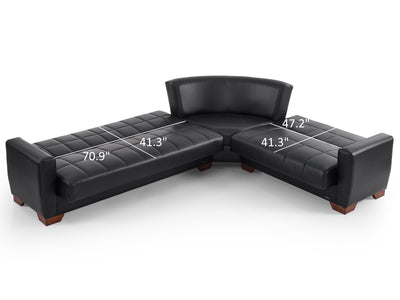 Barato 116.1" / 94.4" Wide Convertible Leather Sectional