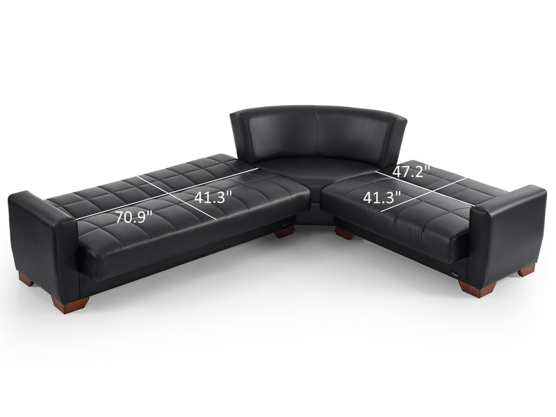 Barato 116.1" / 94.4" Wide Convertible Leather Sectional