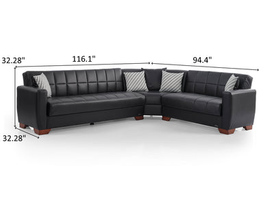 Barato 116.1" / 94.4" Wide Convertible Leather Sectional