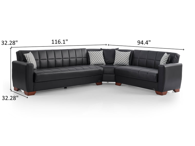 Barato 116.1" / 94.4" Wide Convertible Leather Sectional