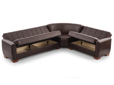 Barato 116.1" / 94.4" Wide Convertible Leather Sectional