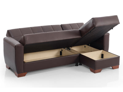 Barato 85" Wide Convertible Leather Sectional