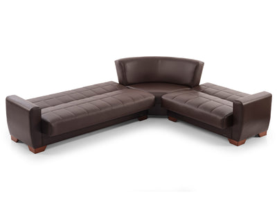 Barato 116.1" / 94.4" Wide Convertible Leather Sectional