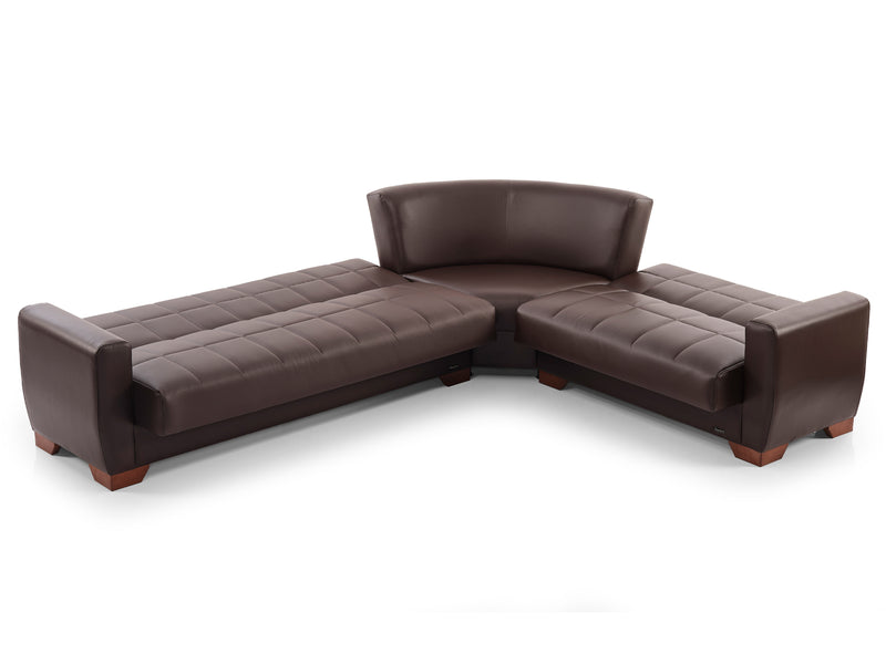 Barato 116.1" / 94.4" Wide Convertible Leather Sectional