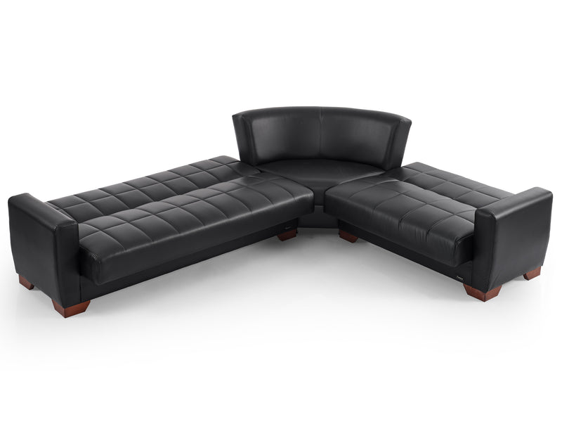 Barato 116.1" / 94.4" Wide Convertible Leather Sectional