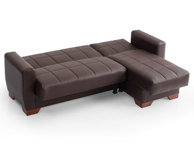 Barato 85" Wide Convertible Leather Sectional