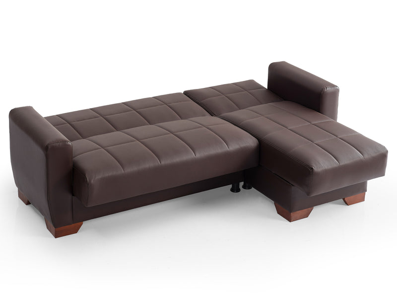 Barato 85" Wide Convertible Leather Sectional