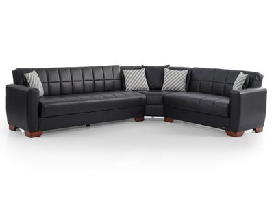 Barato 116.1" / 94.4" Wide Convertible Leather Sectional