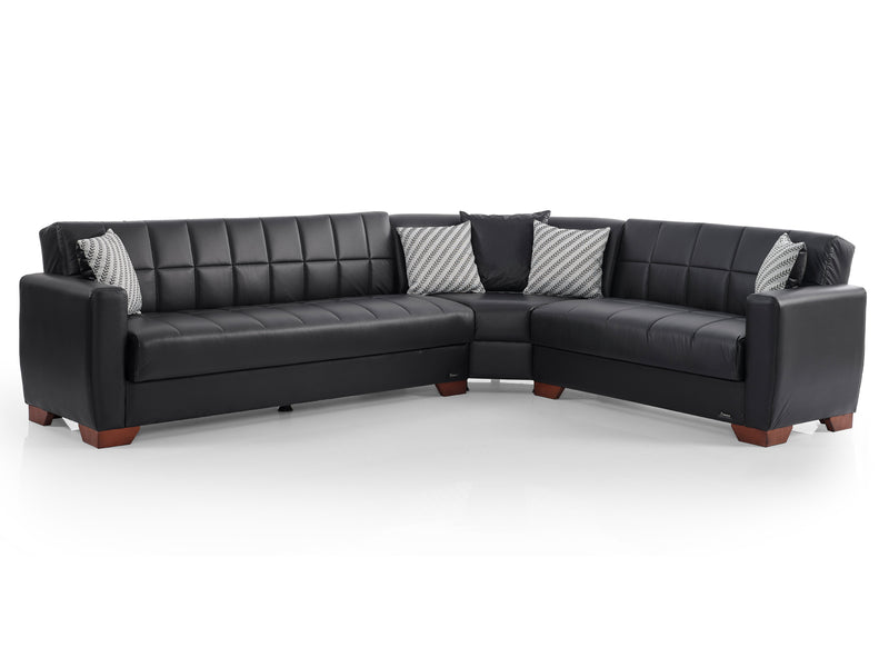 Barato 116.1" / 94.4" Wide Convertible Leather Sectional