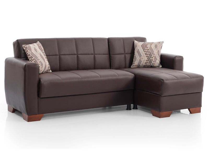 Barato 85" Wide Convertible Leather Sectional