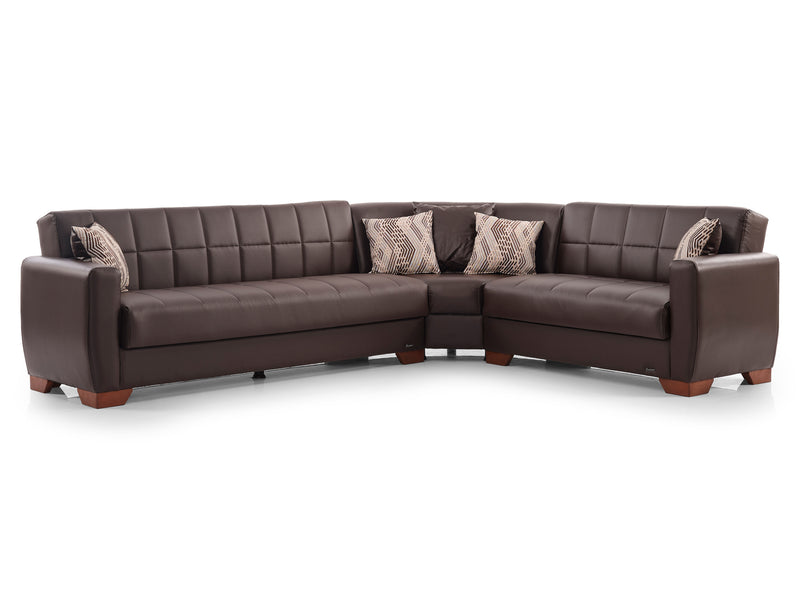 Barato 116.1" / 94.4" Wide Convertible Leather Sectional