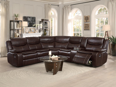 Bastrop 118" / 105" Wide Leather Recliner Sectional