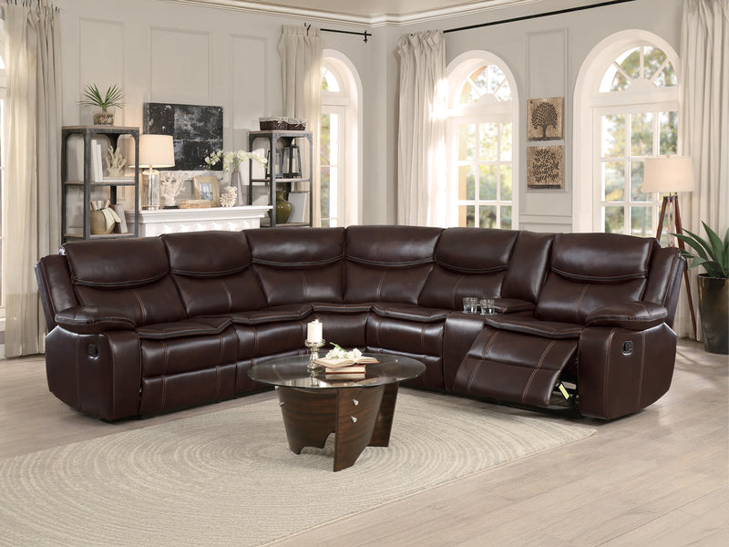 Bastrop 118" / 105" Wide Leather Recliner Sectional