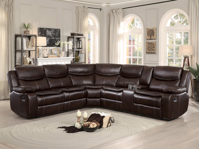 Bastrop 118" / 105" Wide Leather Recliner Sectional
