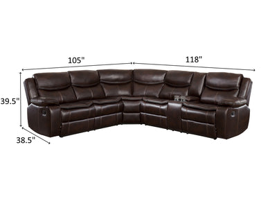 Bastrop 118" / 105" Wide Leather Recliner Sectional