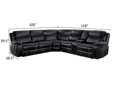 Bastrop 118" / 105" Wide Leather Recliner Sectional