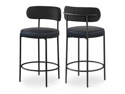 Beacon Leather & Boucle Bar Stool (Set of 2)