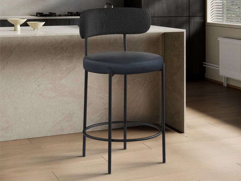 Beacon Leather & Boucle Bar Stool (Set of 2)