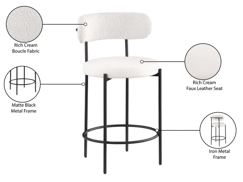 Beacon Leather & Boucle Bar Stool (Set of 2)