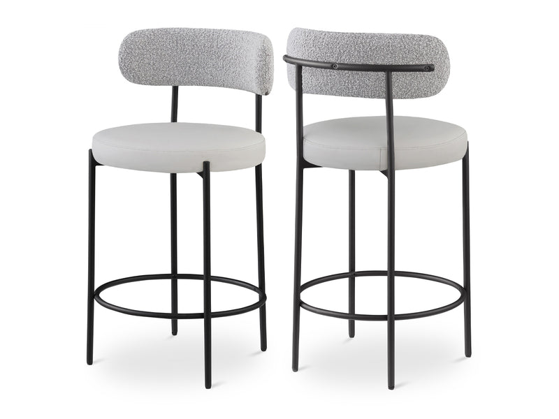 Beacon Leather & Boucle Bar Stool (Set of 2)