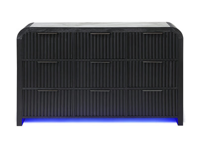 Beckett 63.2" Wide 9 Drawer Built-in LED Dresser With Mirror