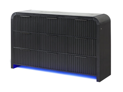 Beckett 63.2" Wide 9 Drawer Built-in LED Dresser With Mirror