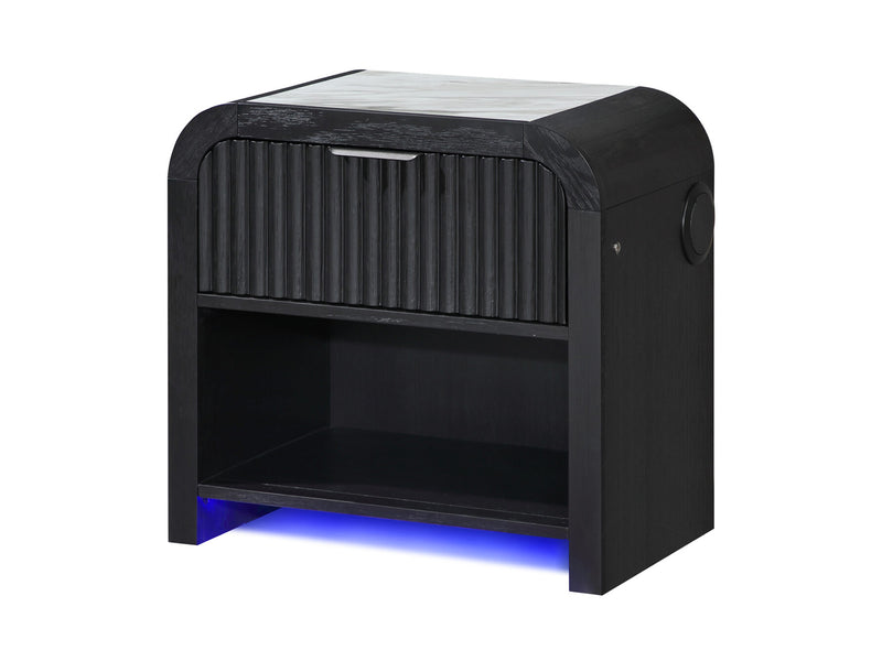 Beckett 26.5" Tall Nightstand With LED and Speaker