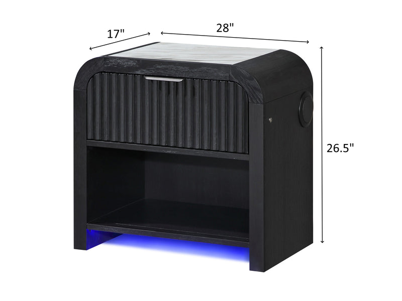 Beckett 26.5" Tall Nightstand With LED and Speaker