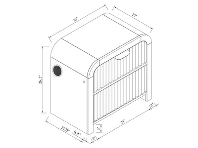 Beckett 26.5" Tall Nightstand With LED, Cooler and Speaker