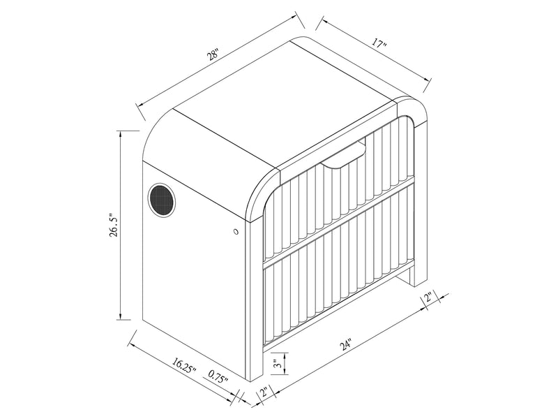 Beckett 26.5" Tall Nightstand With LED, Cooler and Speaker
