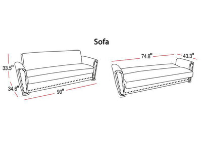 Alfa 90" Wide Convertible Sofa