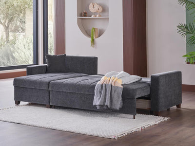 Bellona Istikbal Mocca 101" Wide Convertible Sleeper Sectional