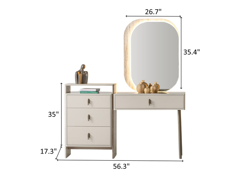 Bern 56.3" Wide 4 Drawer Dresser With Mirror