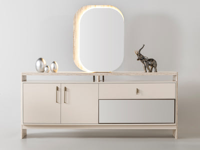 Bern 78.7" Wide 2 Door & 2 Drawer Buffet With Mirror