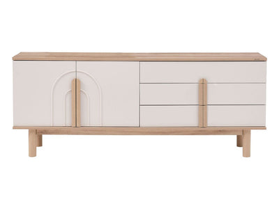 Boheems 78" Wide 2 Door 3 Drawer Buffet With Mirror