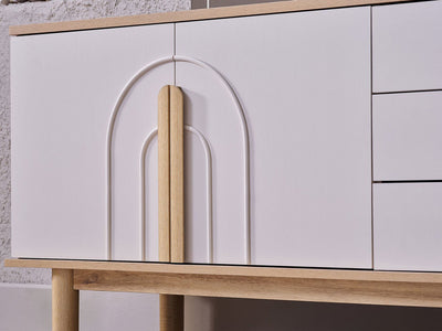 Boheems 78" Wide 2 Door 3 Drawer Buffet With Mirror