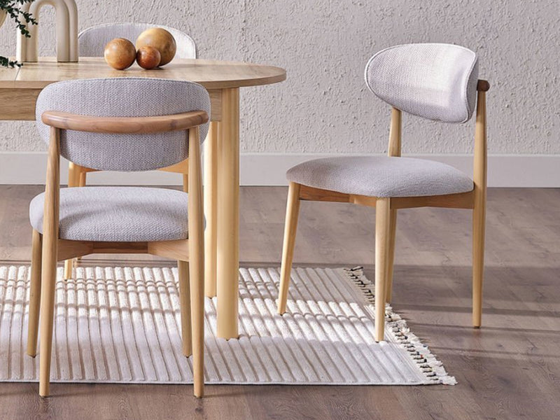 Boheems 20.7" Wide Natural Wood Leg Dining Chair (Set of 2)