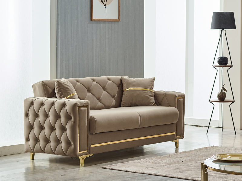 Bolivya 76" Wide Tufted Convertible Loveseat