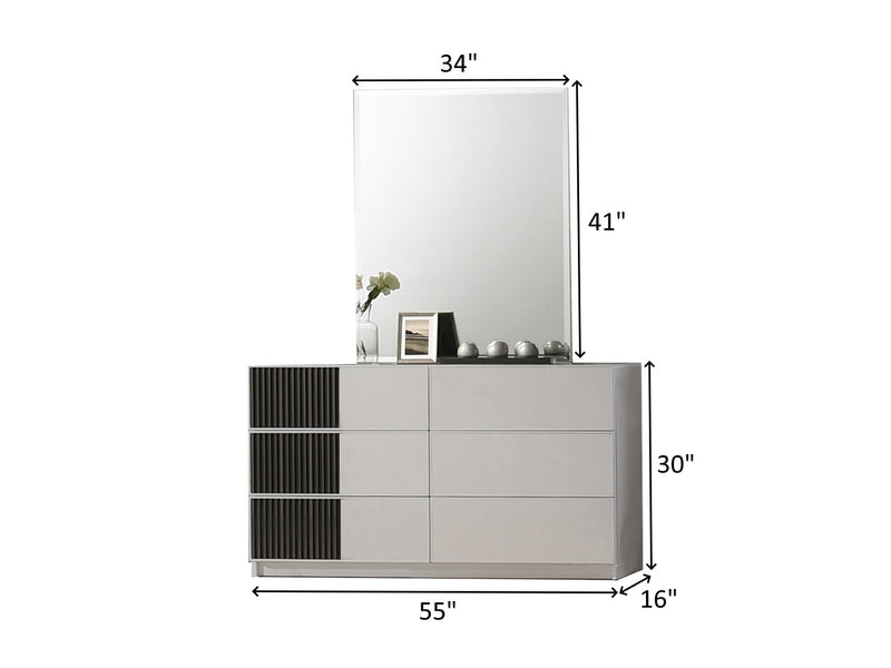 Lucia Jn 55" Wide 6 Drawer Dresser With Mirror