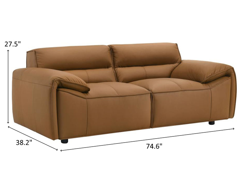 Buxton 74.6" Wide Top Grain Leather Loveseat