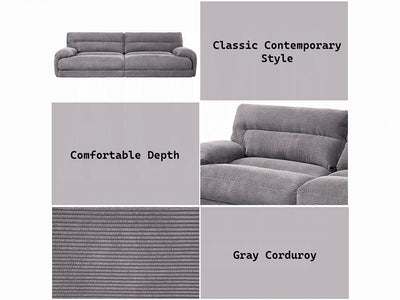 Cadenza 96" Wide Corduroy Velvet 3 Seater Sofa